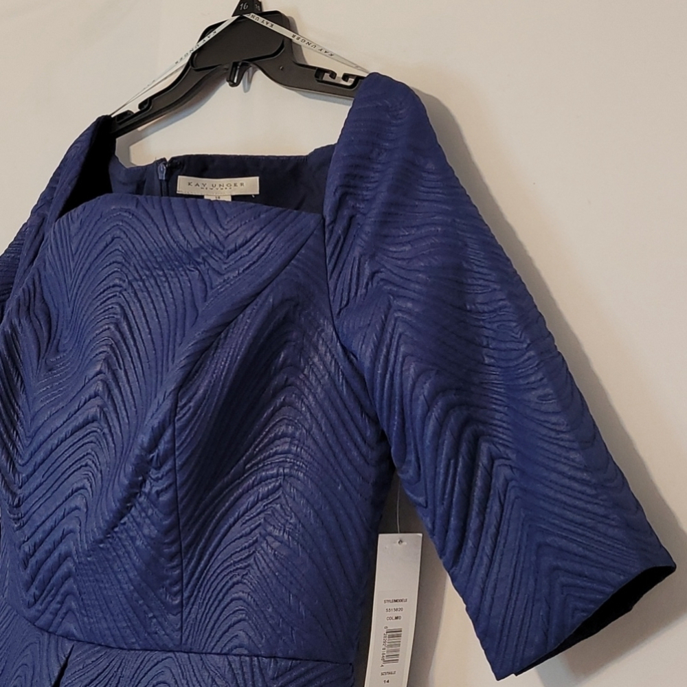 Kay Unger Quilted Jackquard Elbow Sleeve Midi leght Dress - Picture 8 of 15